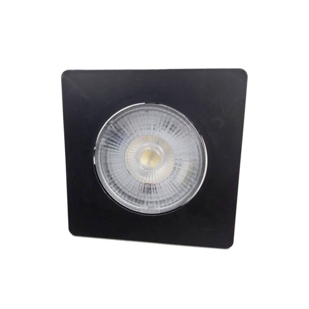 Spot de Embutir FoxLux LED 7W 3000K Quadrado Preto - LED90.708