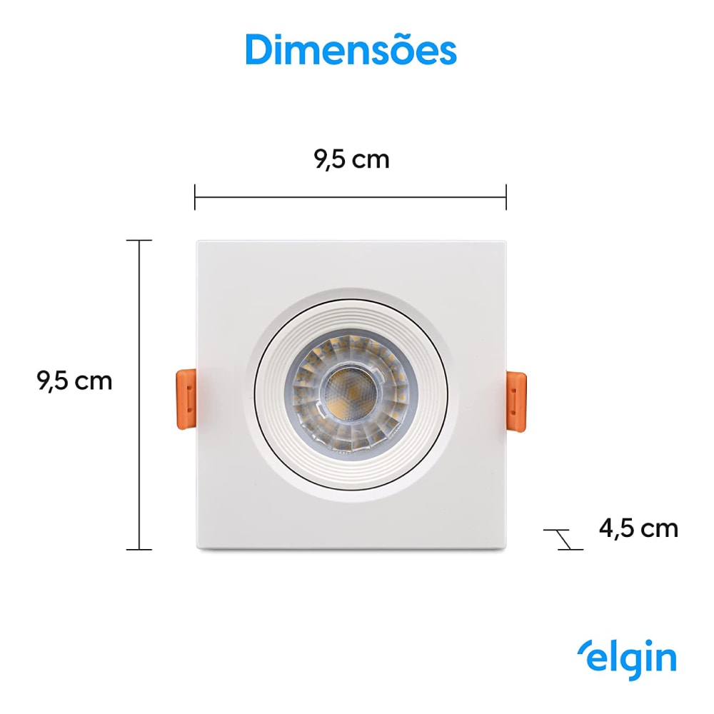 Spot de Embutir Led Quadrado RGB 5W 3000K - 6500K Branco - 48LSM16QWIFI