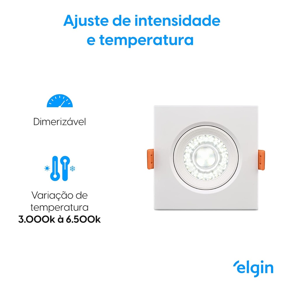 Spot de Embutir Led Quadrado RGB 5W 3000K - 6500K Branco - 48LSM16QWIFI