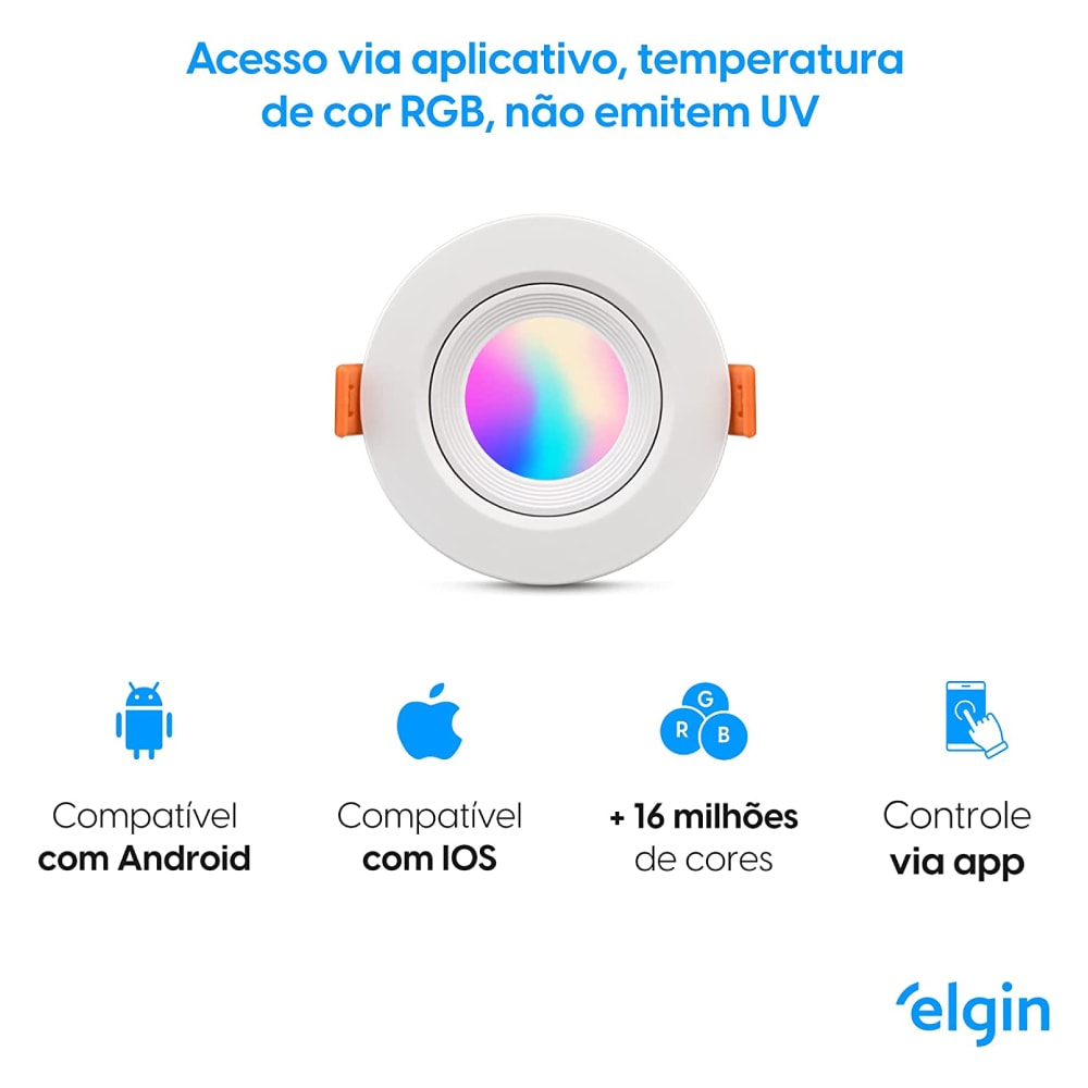 Spot de Embutir Led Redondo RGB 5W 3000K - 6500K Branco - 48LSM16RWIFI