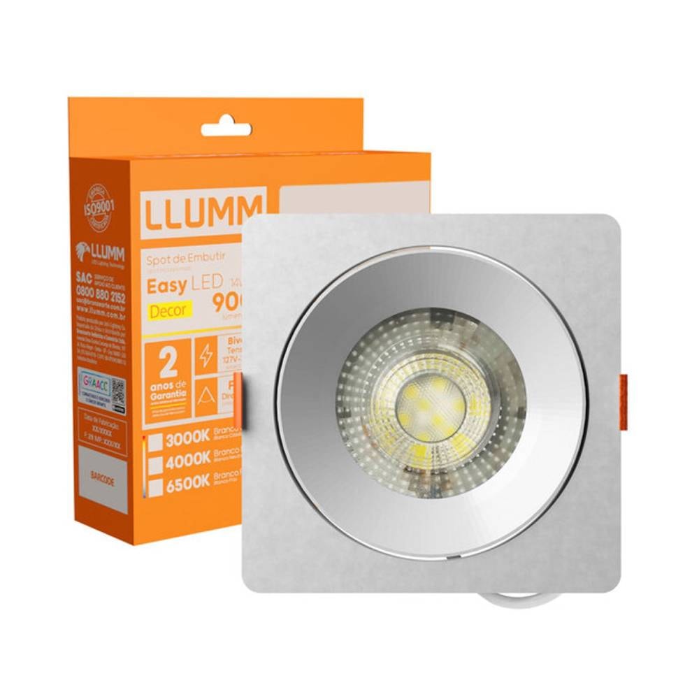 Spot de Embutir LLUMM LED 14W 6000K Quadrado Branco