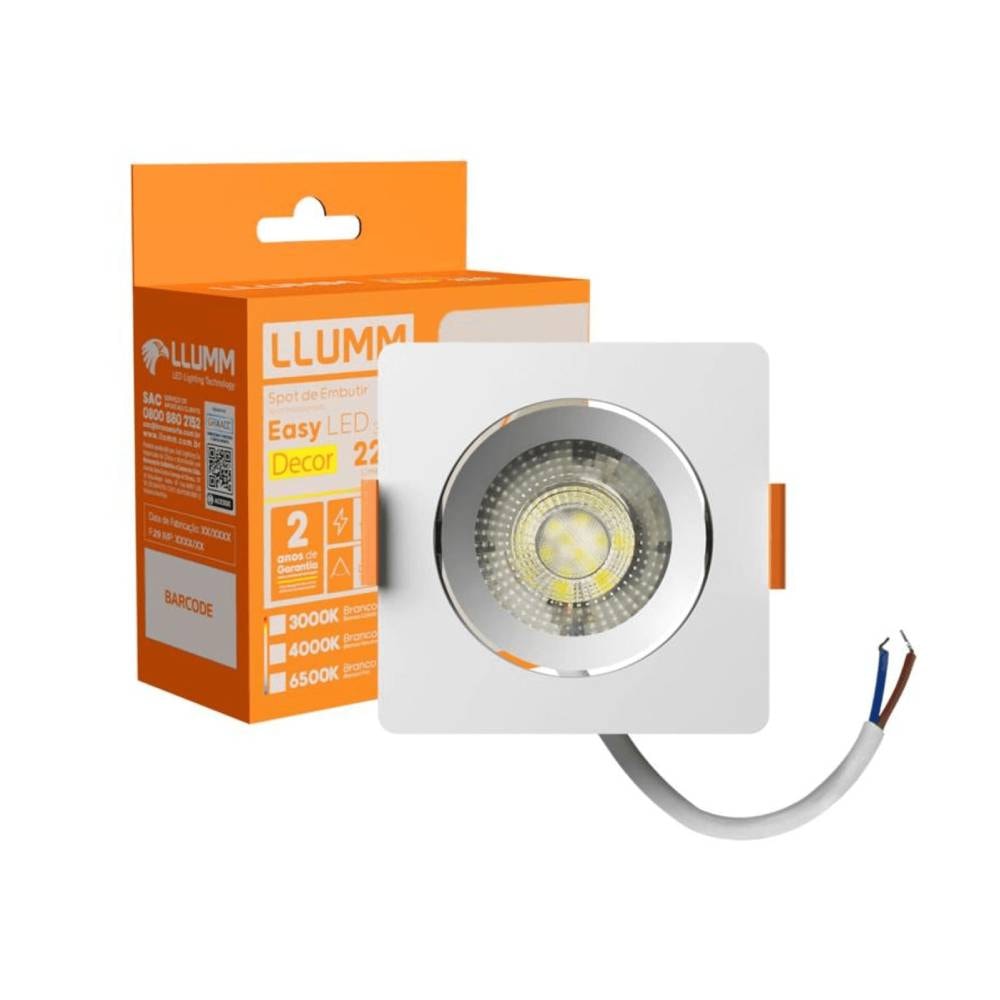 Spot de Embutir LLUMM LED Easy Decor 12W 4000K Quadrado Branco - EL093124BC