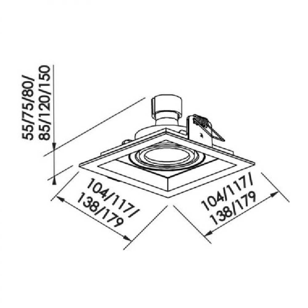 Spot de Embutir New Line Recuado Quadrado 11,7x11,7cm Branco - M50321BT