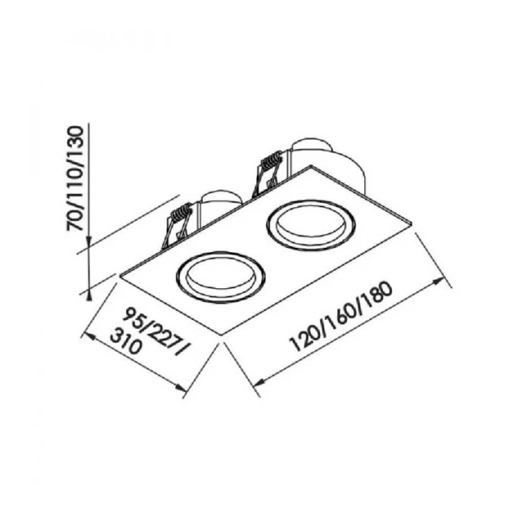 Spot de Embutir Newline Lisse II Retangular Duplo Branco - M55552