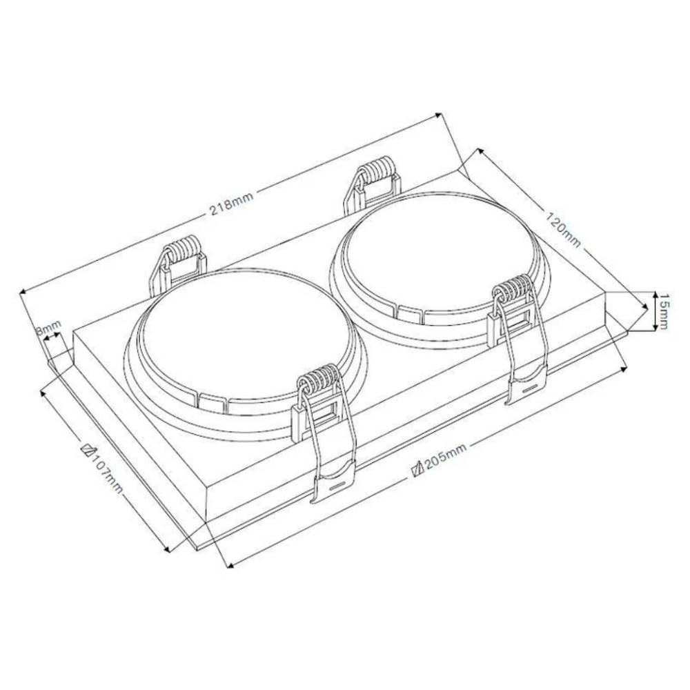 Spot de Embutir Nordecor Loyo Retangular Preto - 6829