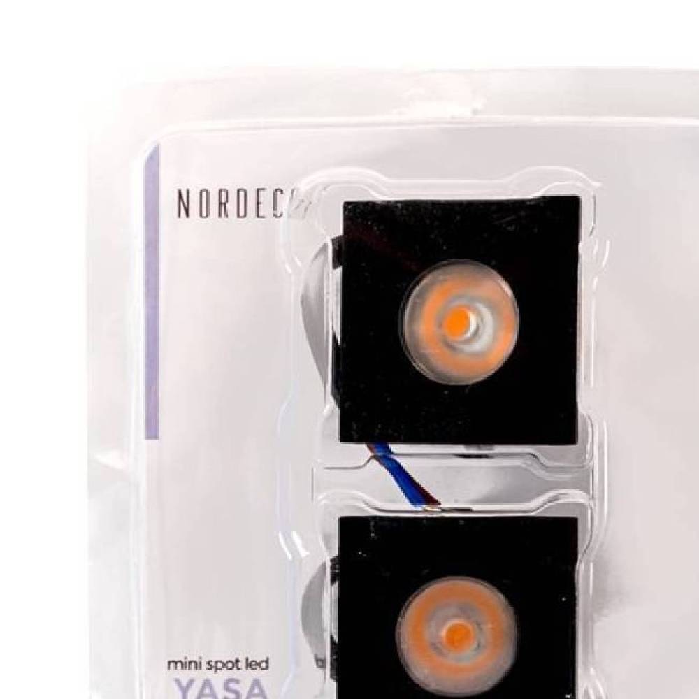Spot de Embutir Nordecor Yasa Mini Quadrado 1W 3000K Preto - 6330