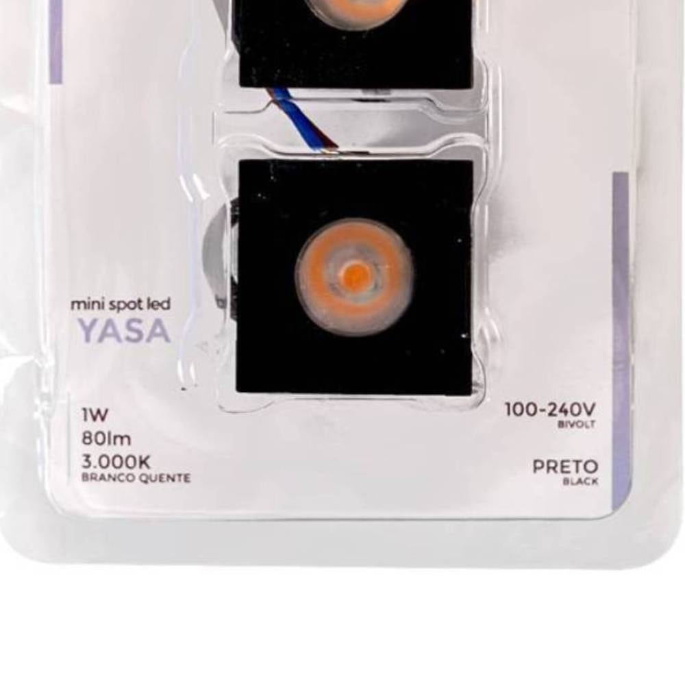 Spot de Embutir Nordecor Yasa Mini Quadrado 1W 3000K Preto - 6330