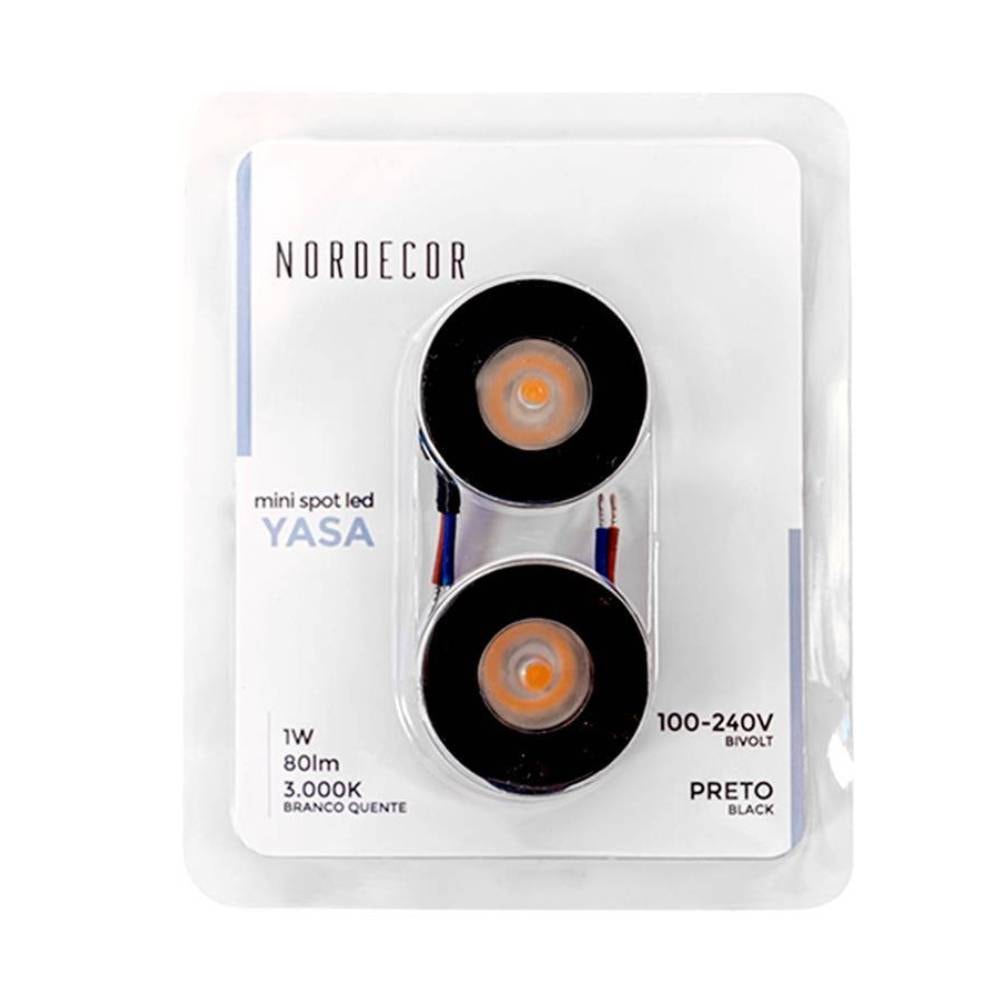 Spot de Embutir Nordecor Yasa Mini Redondo 1W 3000K Preto - 6328