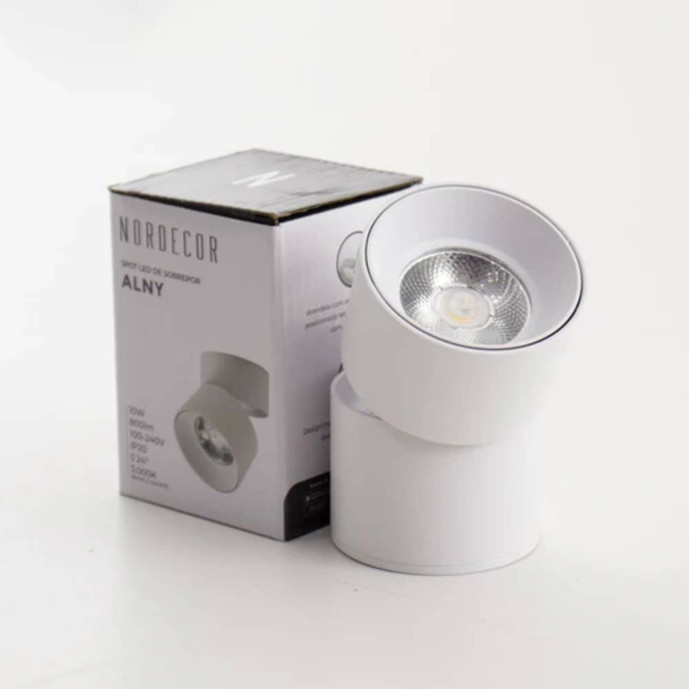 Spot de Sobrepor Nordecor LED Alny 10W 3000K Branco - 2134