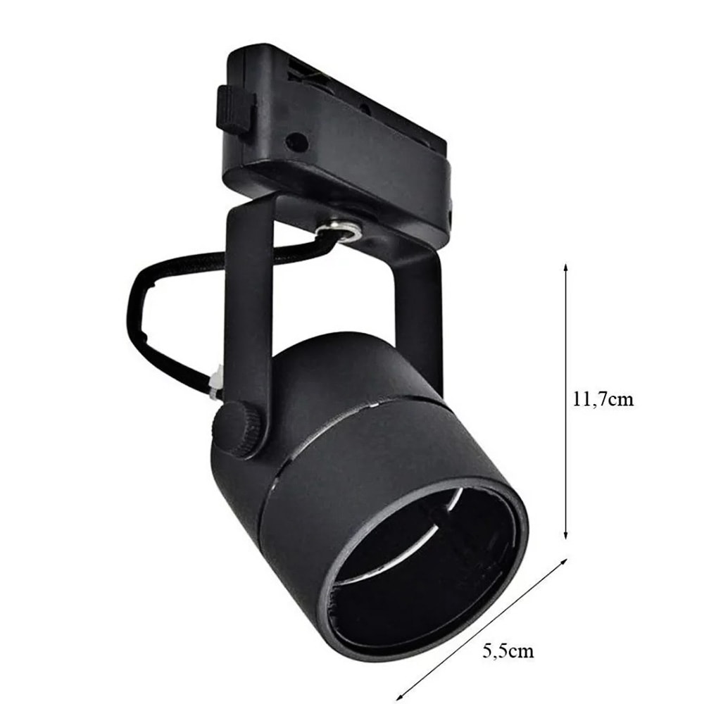 Spot para Trilho Eletrificado Dicróica GU10 Preto Delis - DS2309