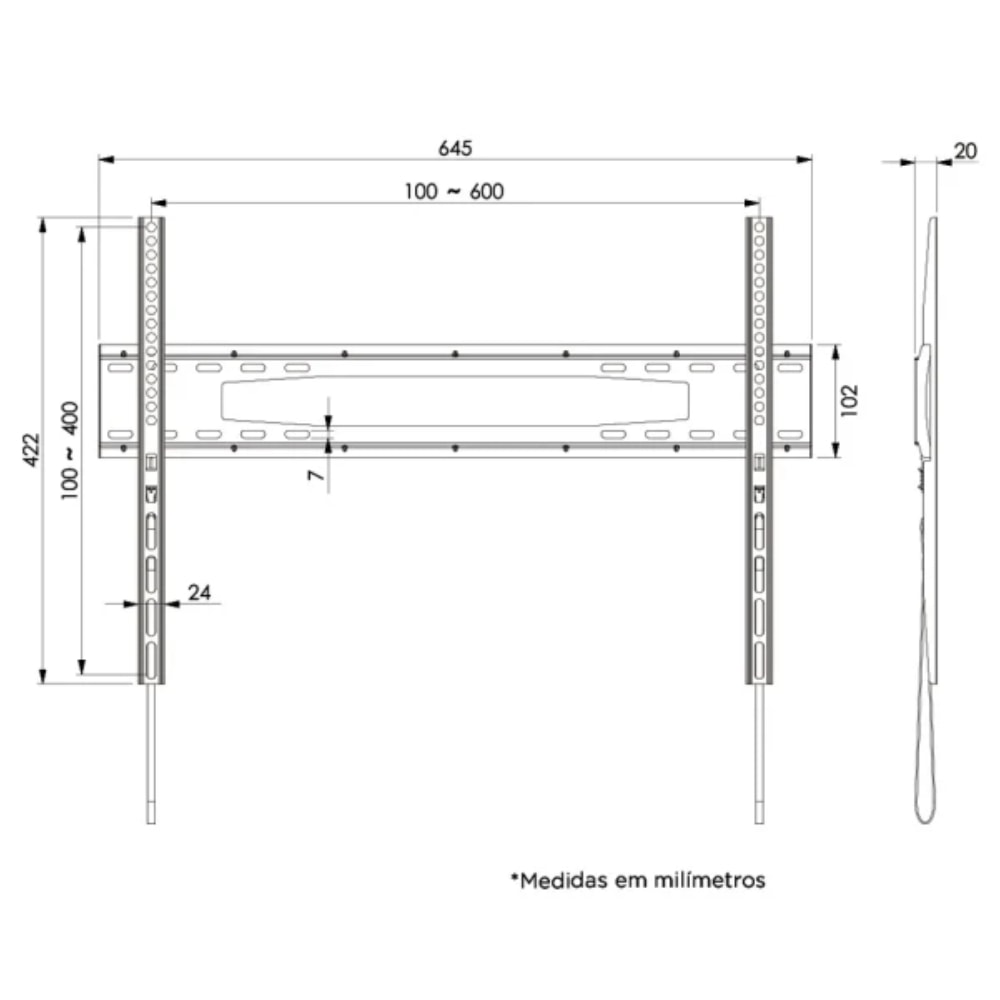 Suporte de TV Fixo ELG TV e Monitores de 42