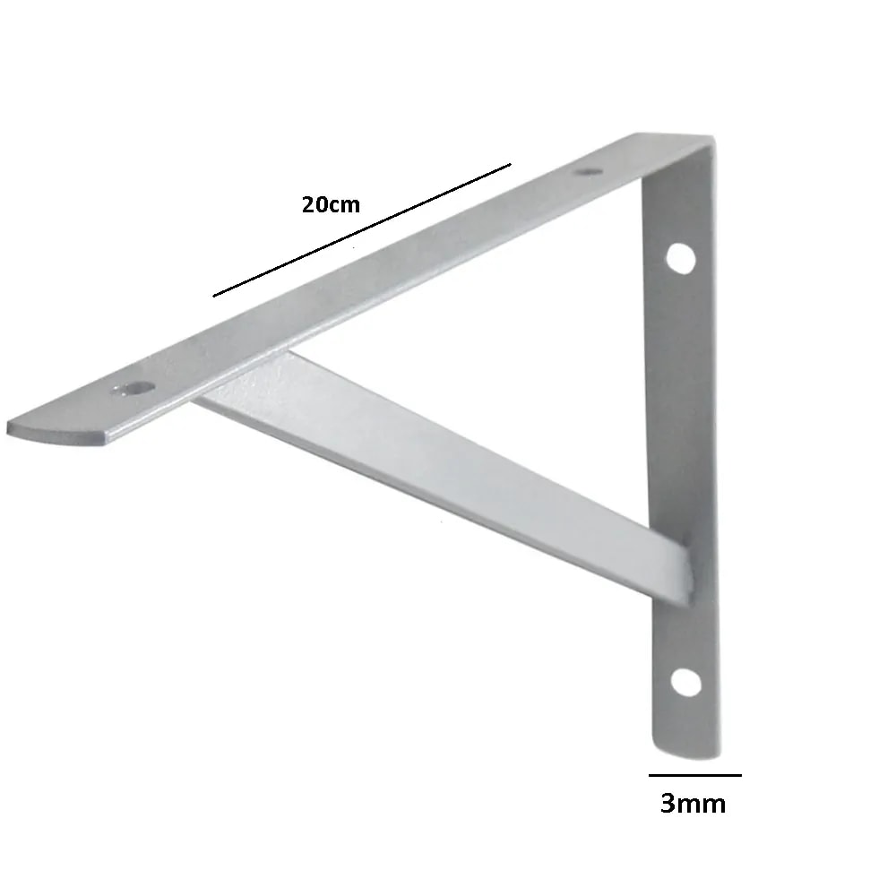 Suporte Para Prateleira 20cm 3mm Branco Baricar
