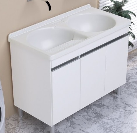 Tanque de Lavar Roupa Duplo 110x55cm A.J.Rorato em Mármore Sintético 27L Gelo – 500209