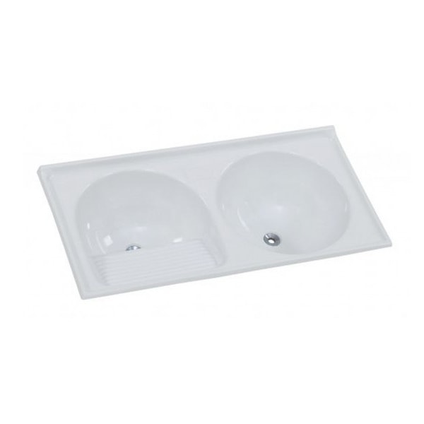 Tanque de Lavar Roupa Duplo 110x55cm A.J.Rorato em Mármore Sintético 27L Gelo – 500209