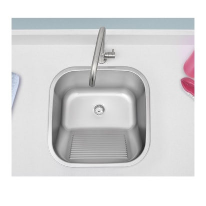 Tanque de Lavar Roupa Encaixe Aço Inox Acetinado Tramontina Hera 25L 40x40cm - 94403107