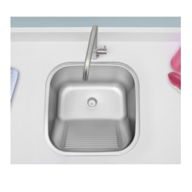 Tanque de Lavar Roupa Encaixe Aço Inox Acetinado Tramontina Hera 25L 40x40cm - 94403107