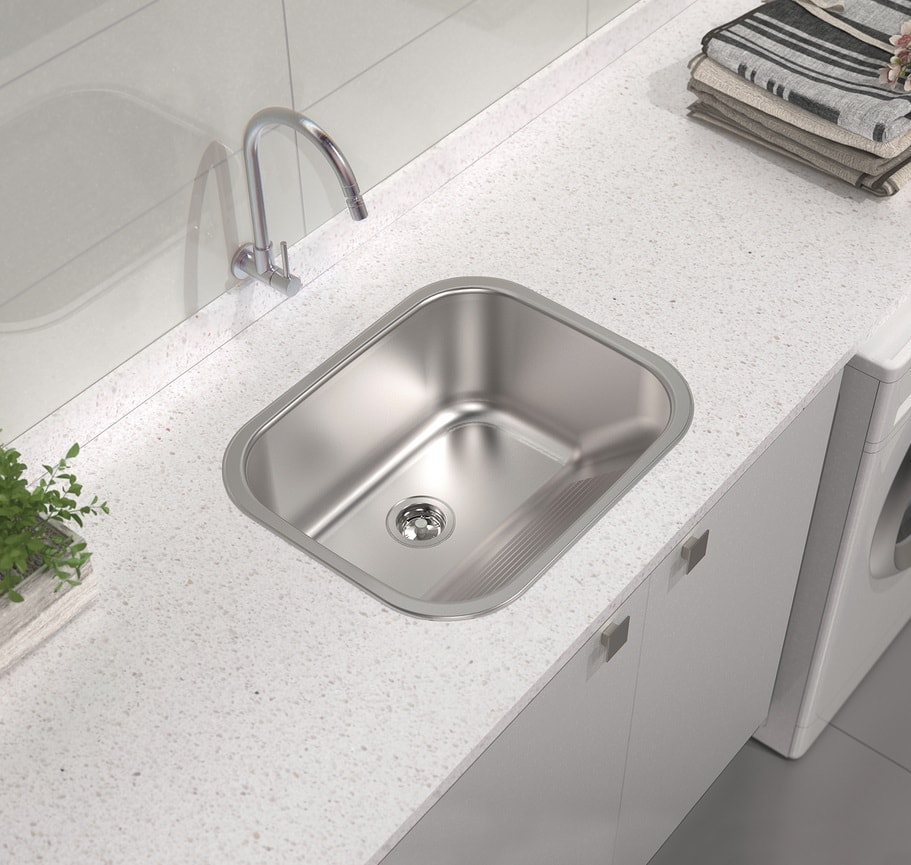 Tanque de Lavar Roupa Encaixe Aço Inox Acetinado Tramontina Hera 30L 50x40cm - 94400107