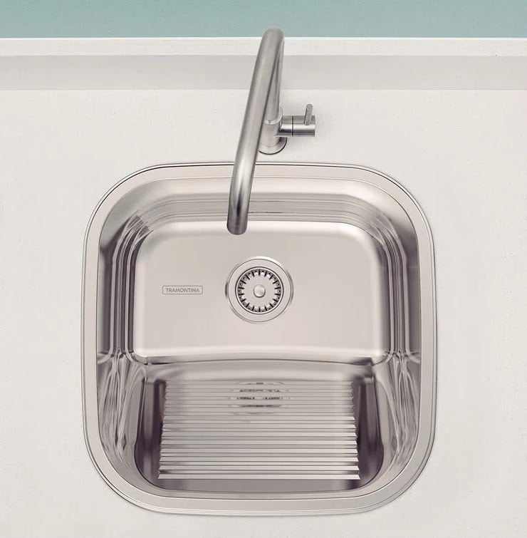 Tanque de Lavar Roupa Encaixe Aço Inox Polido Tramontina Hera 25L 40x40cm - 94403407