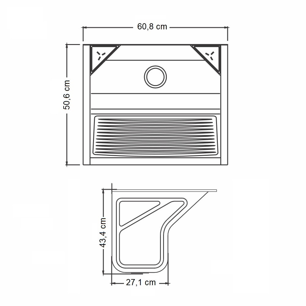 Tanque de Lavar Roupa GhelPLus Inox Alto Brilho 68L com Suporte - 10.04.04073