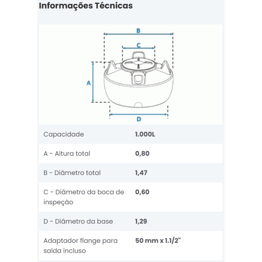 Tanque de Polietileno 500L Com Tampa Rosca Fortlev - 2070089
