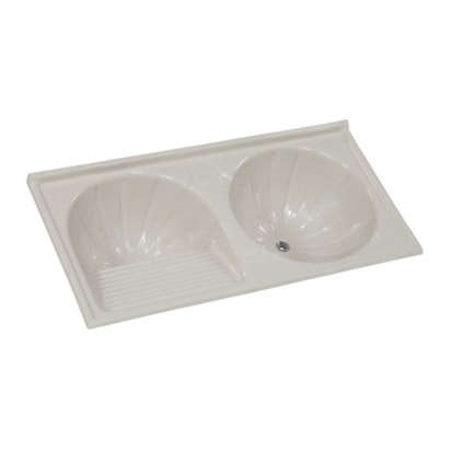 Tanque para Lavanderia A.J.Rorato Duplo Mármore Sintético 138 x 69cm Travertino - 508114