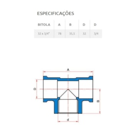 Tê PVC 90º Soldável e Roscável Tigre 32x25mm 1