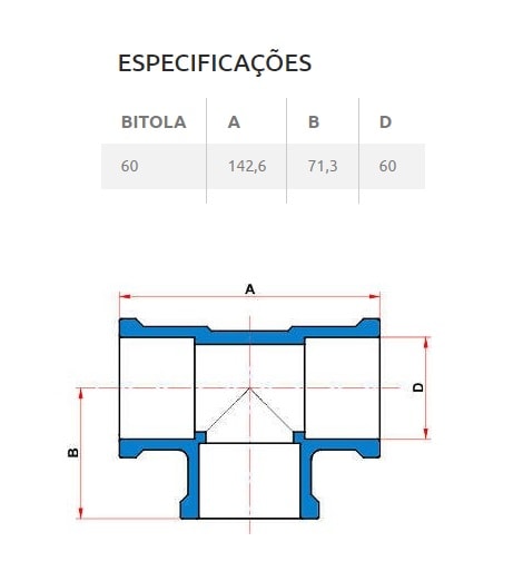 Tê PVC 90º Soldável Tigre 60mm 2
