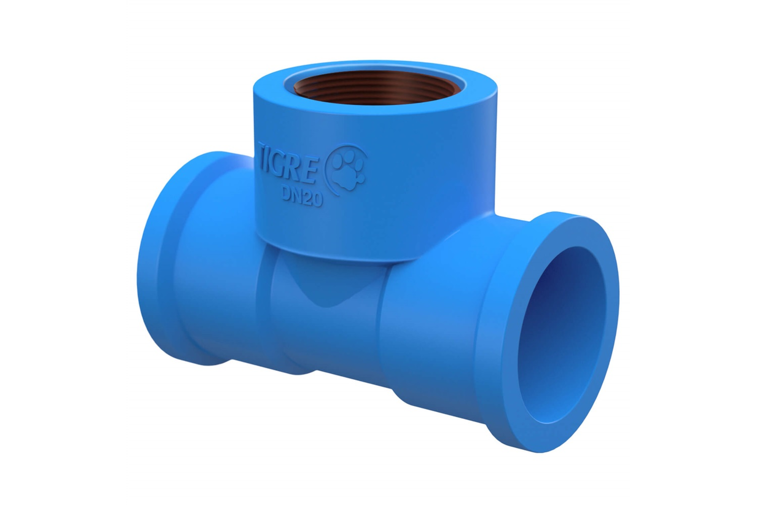 Tê PVC com Bucha Tigre Roscável e Soldável 25mmX1/2