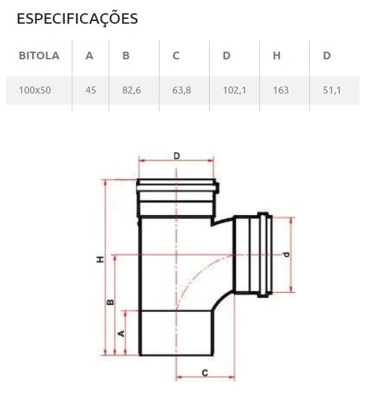 Tê PVC para Esgoto Tigre 100x50mm 4