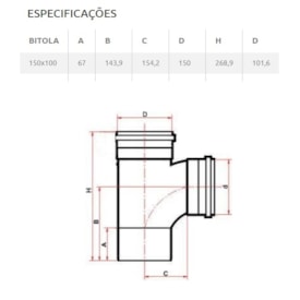Tê PVC para Esgoto Tigre 150x100mm 6
