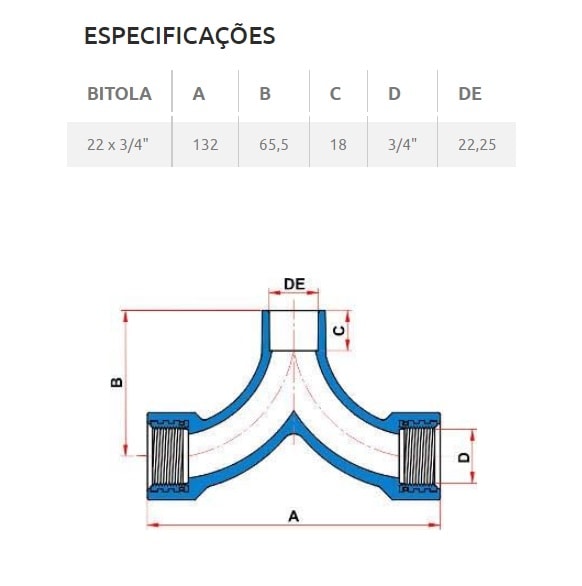 Tê Tigre Misturador de Transição Roscável Aquatherm 22mm 3/4