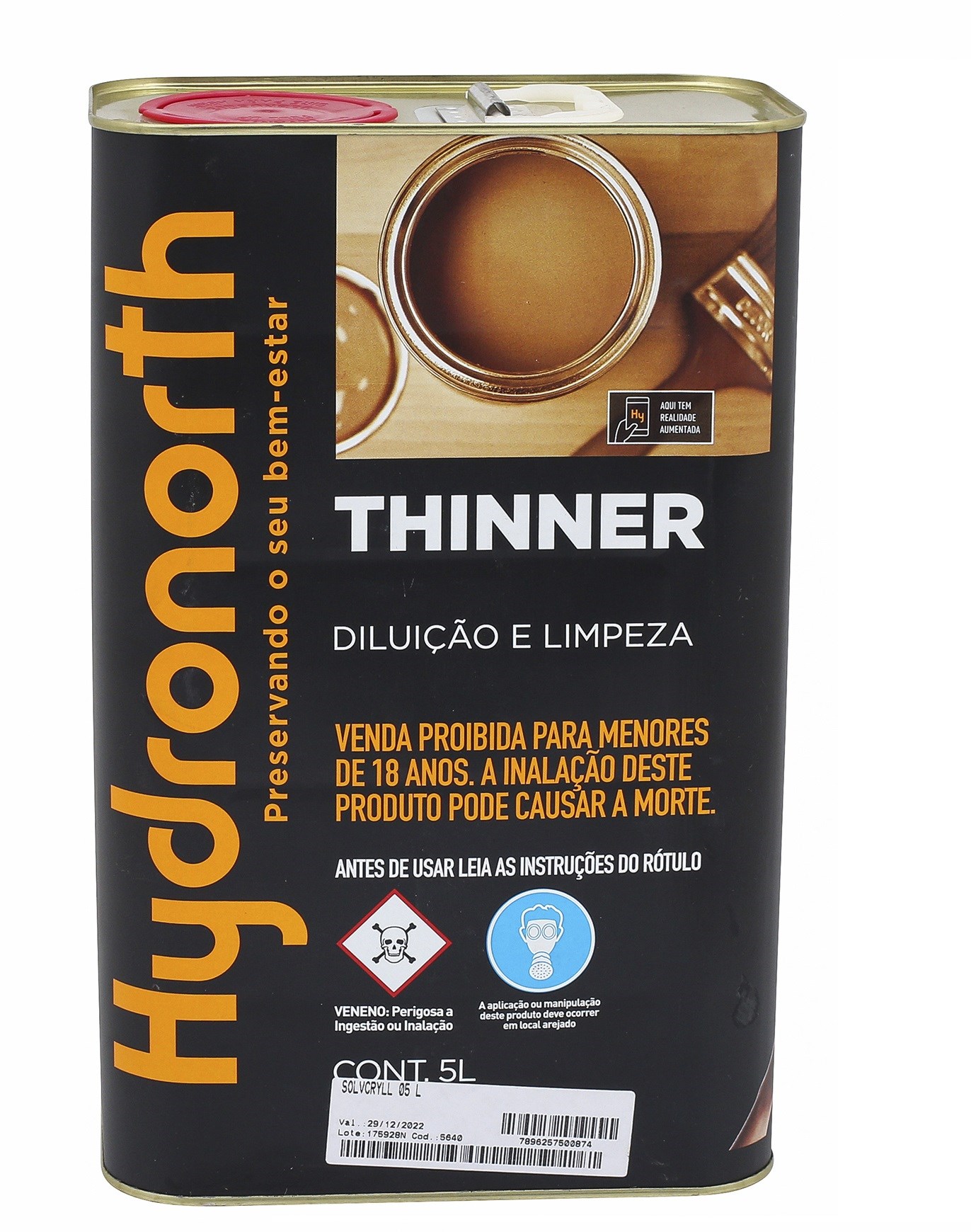 Thinner Solvente SolvCryll Hydronorth 5 Litros - 5640
