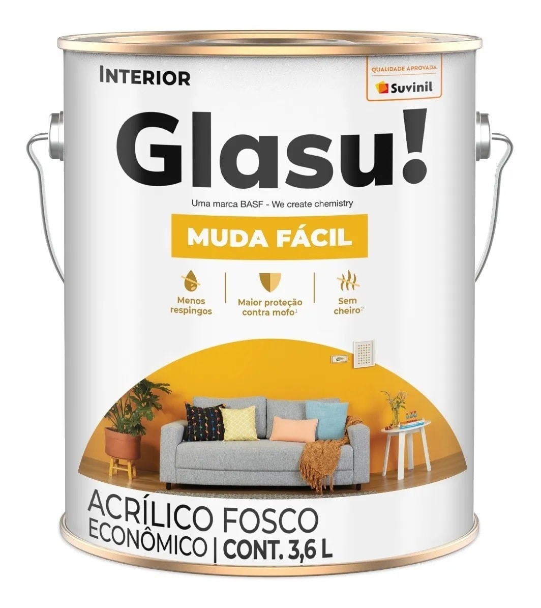 Tinta Acrílica Glasu Muda Fácil Camurça 3,6L