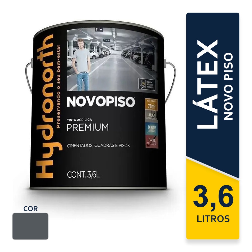 Tinta Acrílica Hydronorth Novopiso Grafite 3,6L