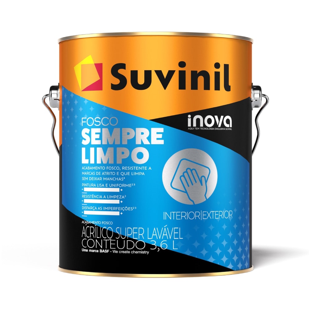 Tinta Acrílica Sempre Limpo Suvinil Branco 3,6L - 50842053