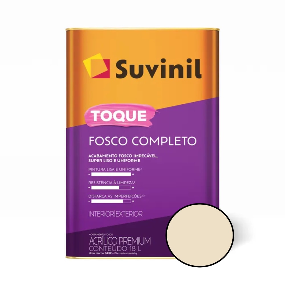 Tinta Acrílica Suvinil 18L Toque Fosco Completo Areia - 50841625