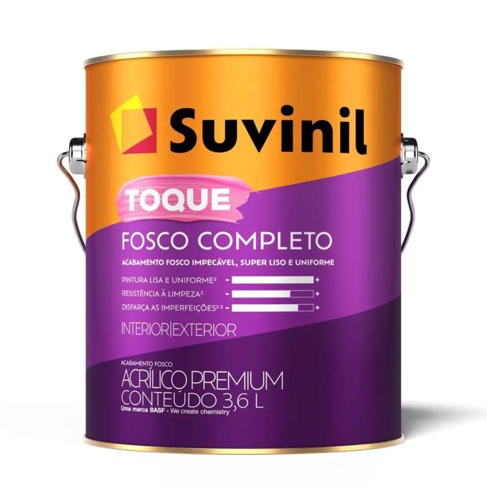 Tinta Acrílica Suvinil 3,6L Toque Fosco Completo Algodão Egípsio - 50841623