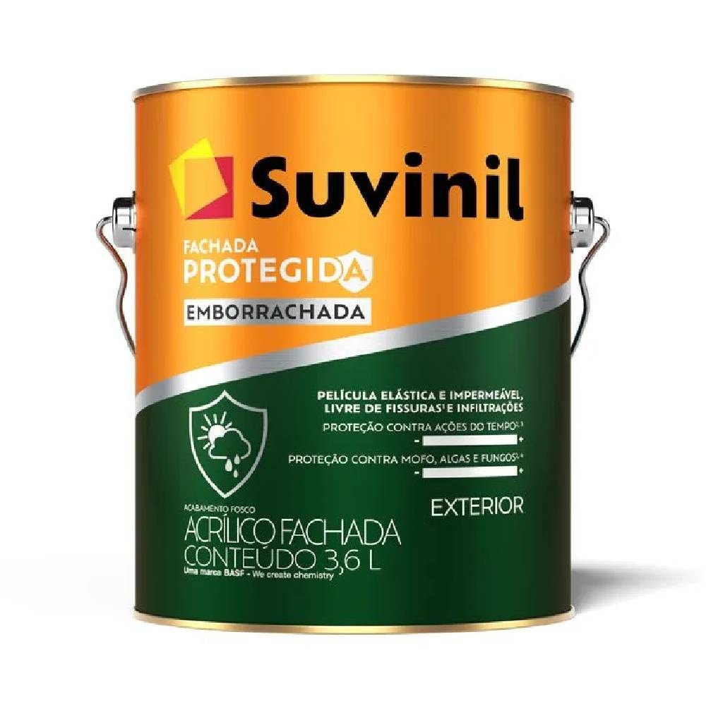 Tinta Acrílica Suvinil Fachada Protegida Emborrachada Branco 3,6L - 50842066