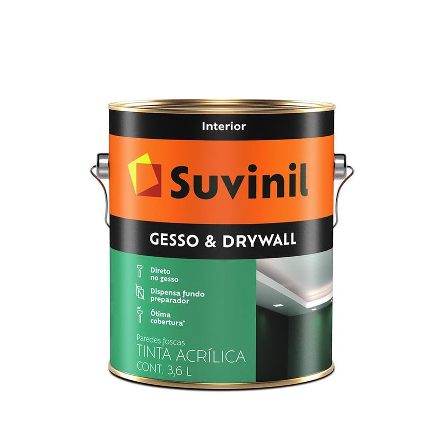 Tinta Acrílica Suvinil Gesso Drywall Branco 3,6L