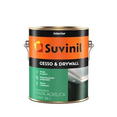 Tinta Acrílica Suvinil Gesso Drywall Branco 3,6L