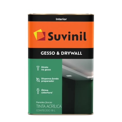 Tinta Acrílica Suvinil Gesso e Drywall Branco 18L - 50862348