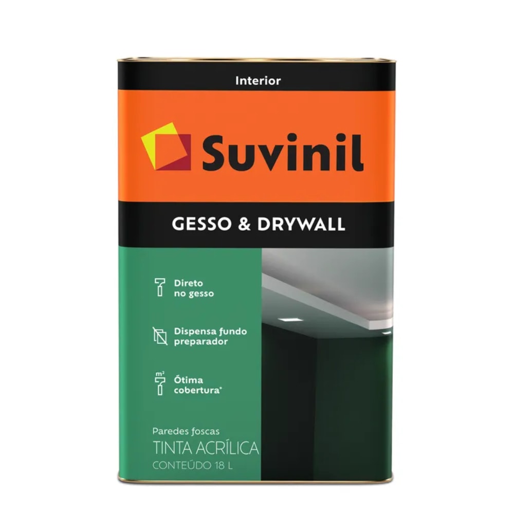 Tinta Acrílica Suvinil Gesso e Drywall Branco 18L - 50862348