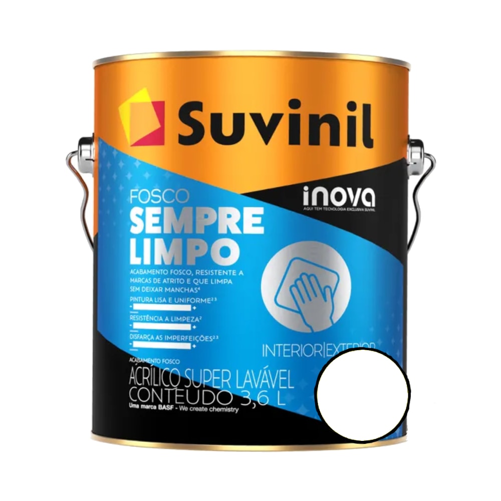 Tinta Acrílica Suvinil Lavavél Sempre Limpo 3,6L Branco - 50842053
