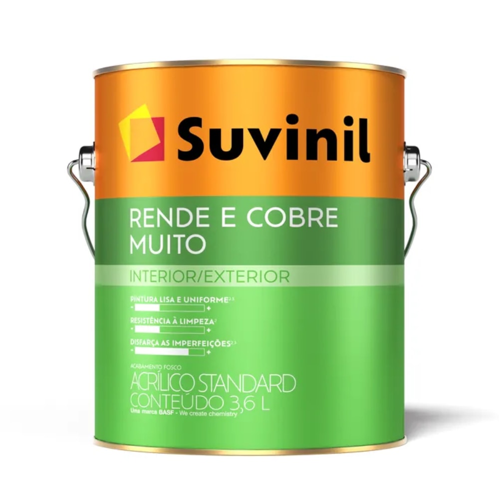 Tinta Acrílica Suvinil Rende & Cobre Mais Branco 3,6L