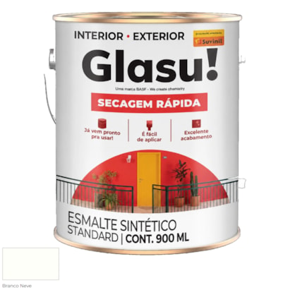 Tinta Esmalte Glasu Secagem Rápida Branco Brilhante 0,9L