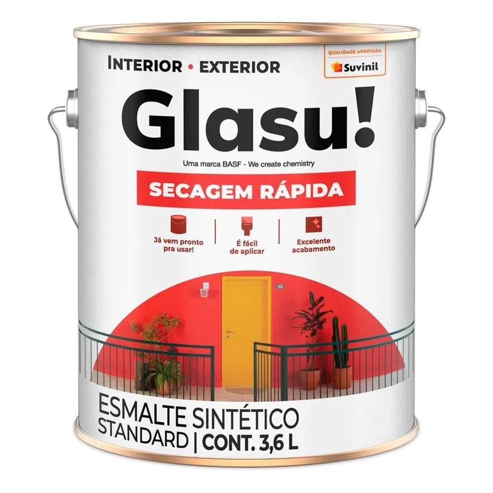 Tinta Esmalte Glasu Secagem Rápida Cinza Médio Brilhante 3,6L