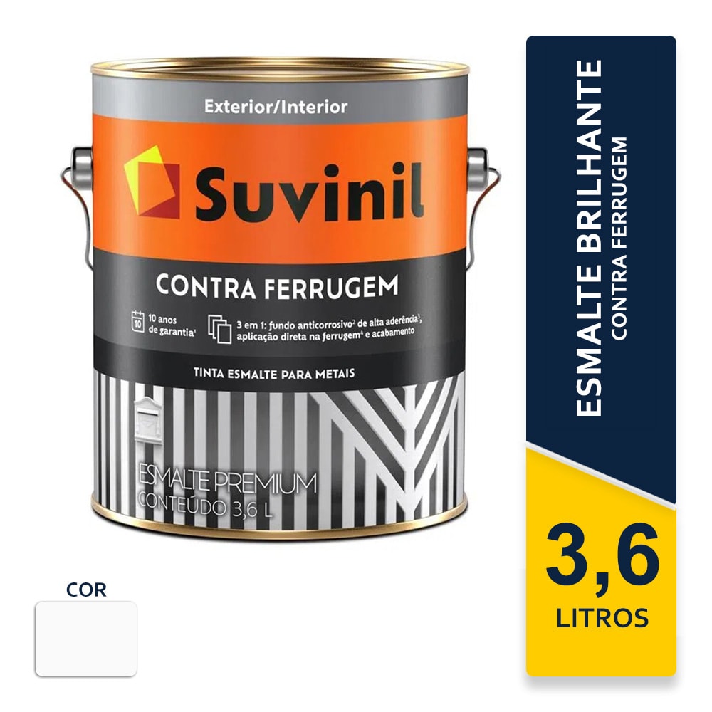 Tinta Esmalte Suvinil Contra Ferrugem Branco Brilhante 3,6L