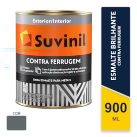 Tinta Esmalte Suvinil Contra Ferrugem Cinza Escuro Brilhante 0,9L