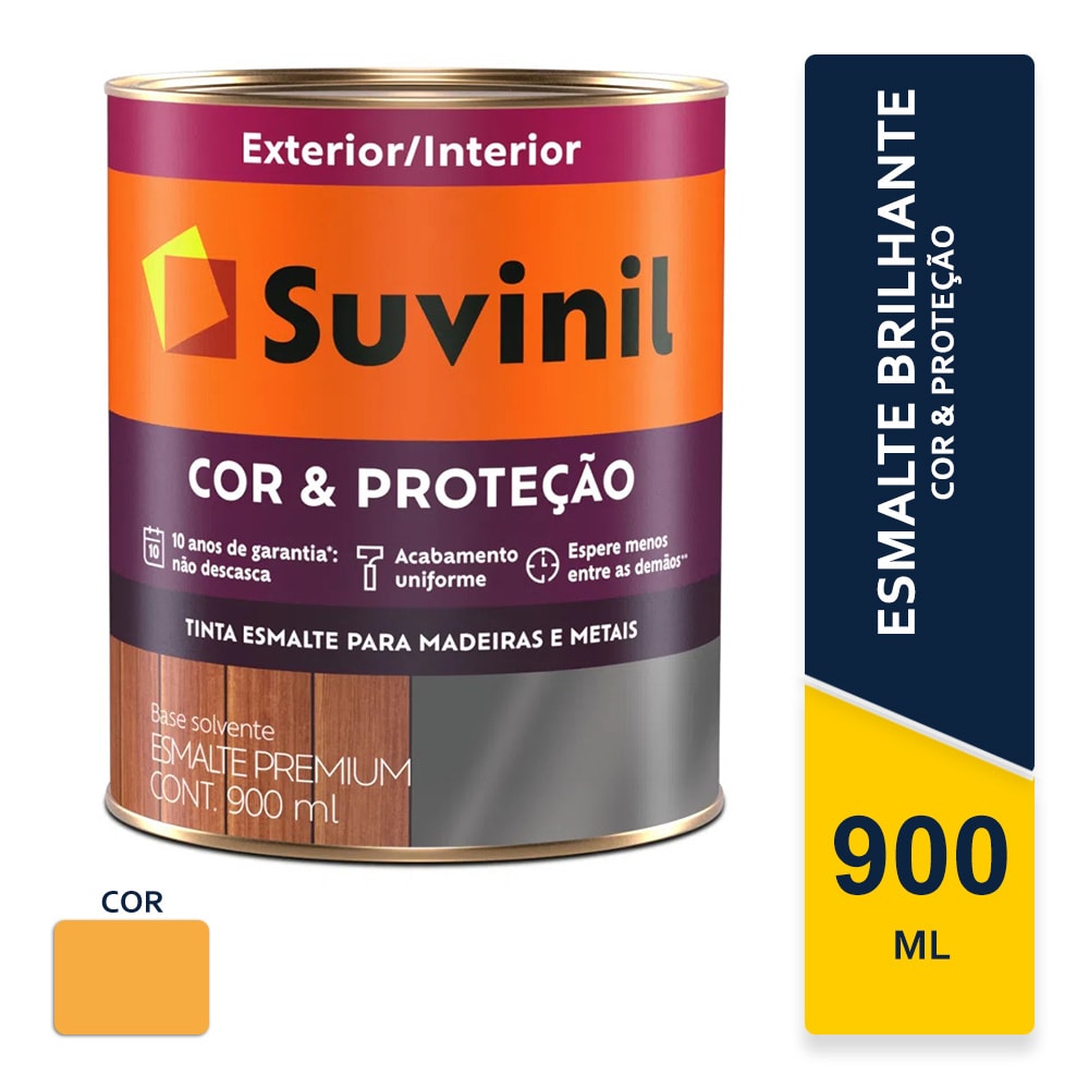 Tinta Esmalte Suvinil Cor e Proteção Amarelo Ouro Brilhante 0,9L