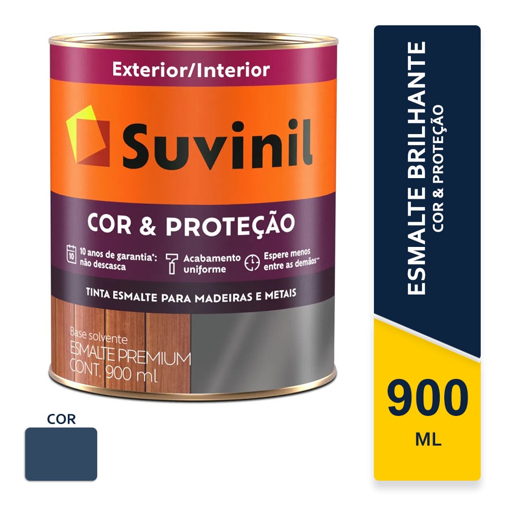 Tinta Esmalte Suvinil Cor e Proteção Azul Del Rey Brilhante 0,9L